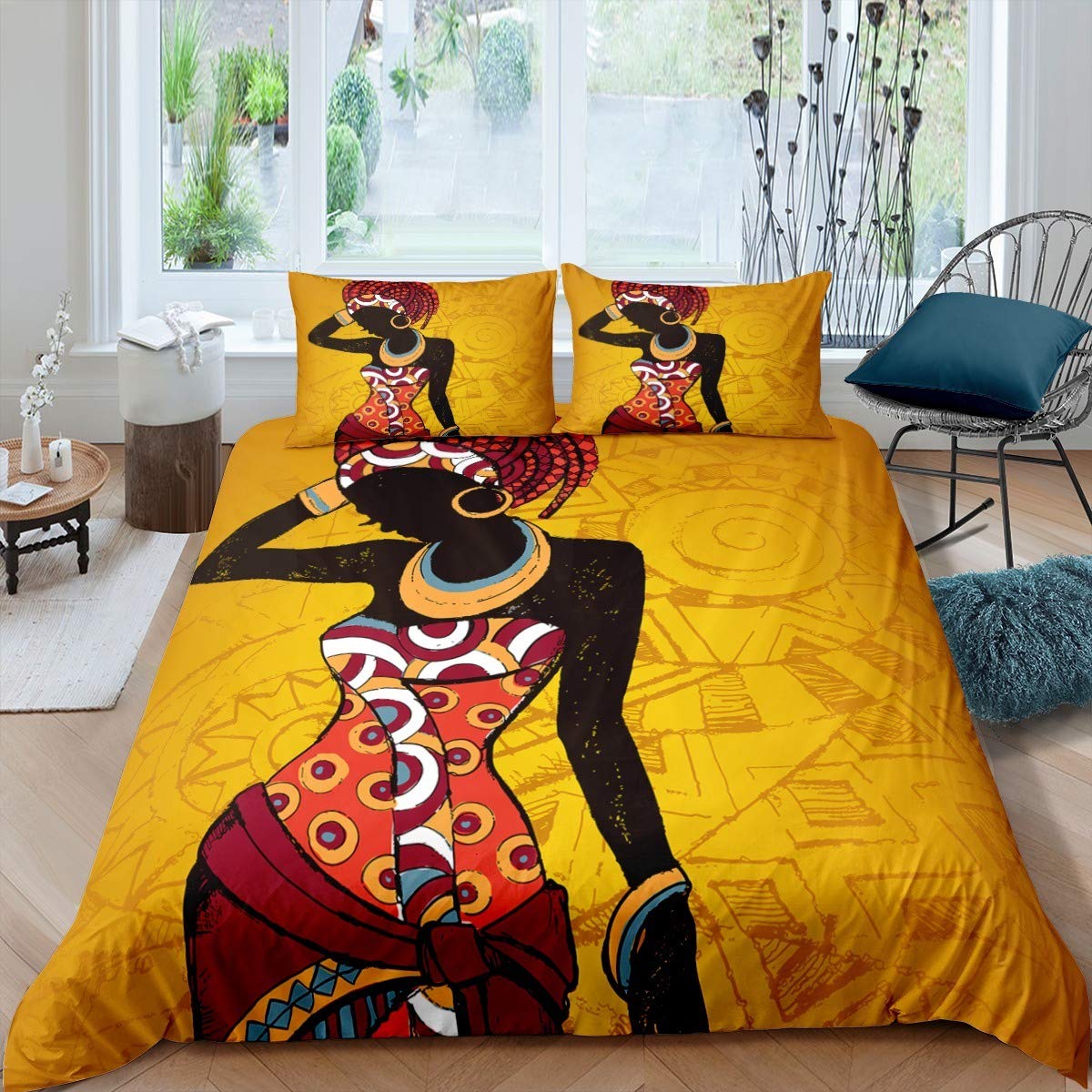 Bed Sheet Microfiber - アフリカ女性寝具セットヴィンテージアフリカカントリー掛け布団カバー子供男の子女の子ティーン自由奔放に生きるスタイルエキゾチック国家マイクロファイバー