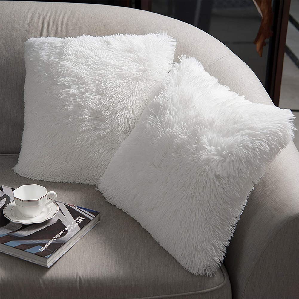 Pillow Insert 18X18 - 高級ソフトフェイクファーフリースクッションカバー枕カバー春装飾用スローピローカバー、枕芯なし、18x18インチ2枚セット