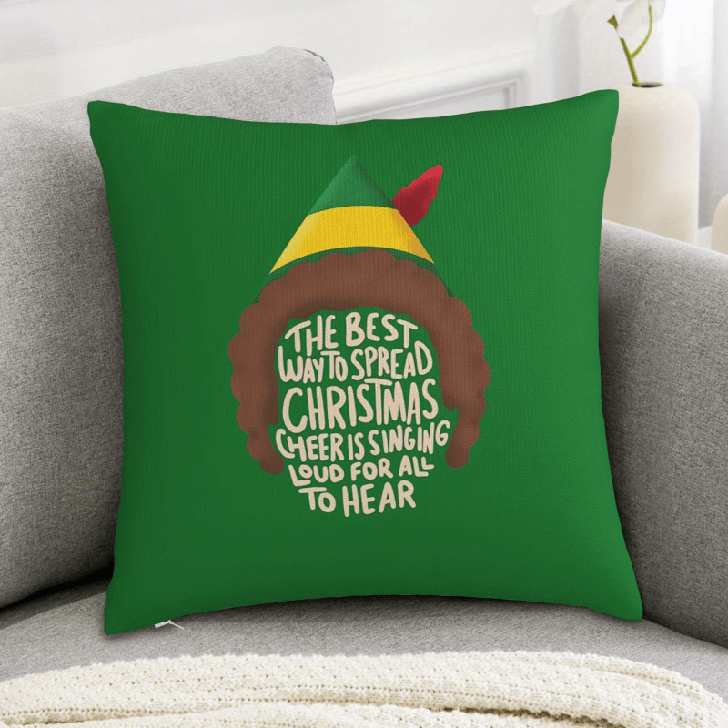 Pillow Insert 18X18 - ヴィンテージエルフ柄クリスマス枕カバー1枚、18×18インチ、両面デザイン、ジッパー付き、エルフバディプリントをモチーフにした、洗濯機で洗える枕カバー、あらゆる部屋タイプに適しています - 枕芯は含まれていません、ホリデーデコレーション、ヴィンテージプリント、両面デザイン
