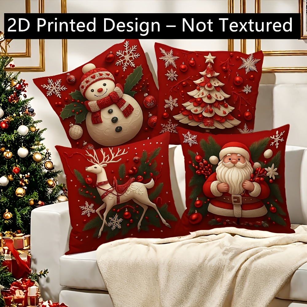 Pillow Insert 18X18 - クリスマス柄の枕カバー2枚セット（18インチ×18インチ）、ふわふわのキャンディリボン素材、クリスマス、ハロウィン、秋、冬に最適なソファやベッド用の柔らかいクッションカバー、中材は付属しません。