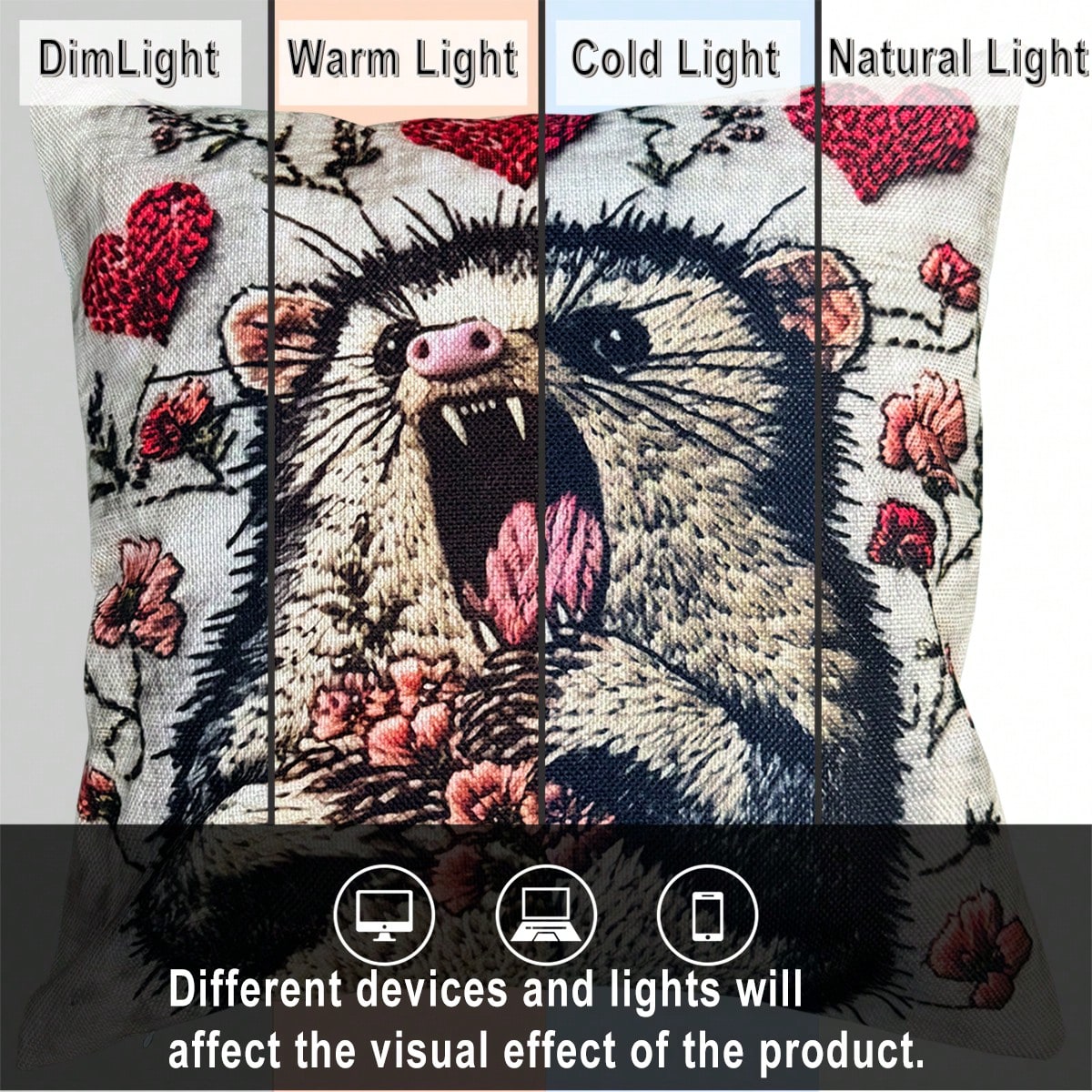 1個/2個セット 18x18インチ枕カバー、叫ぶポッサムの面 - Pillow Insert 18X18 のレビューと価格