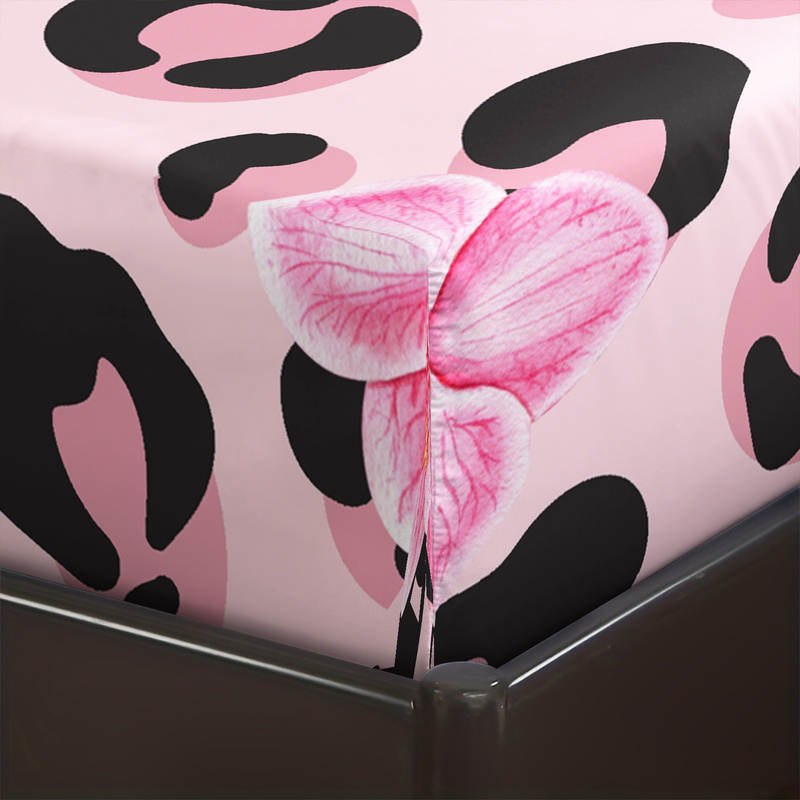 ピンクのレオパード柄フィットシーツ3点セット（フィットシーツ - Bed Sheet Microfiber のレビューと価格