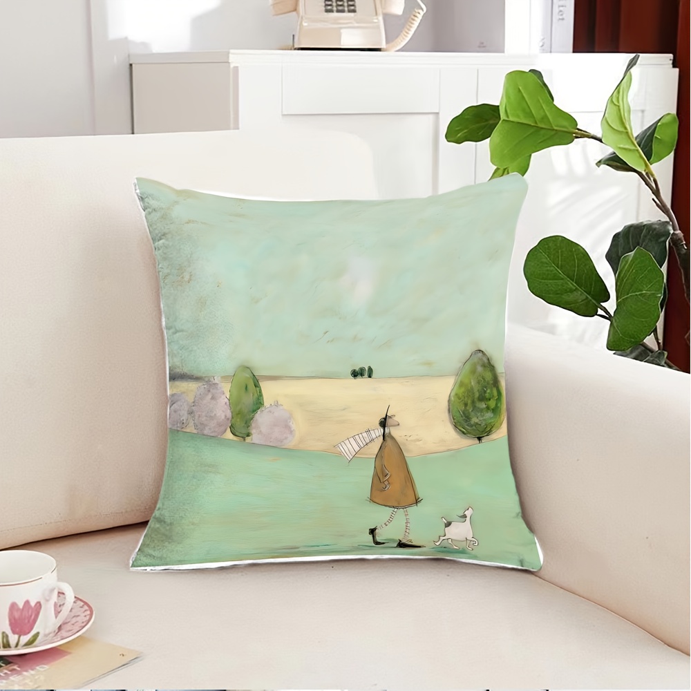 ファッション漫画プリント枕カバー1枚、柔らかなショートプラッ - Pillow Insert 18X18 のレビューと価格