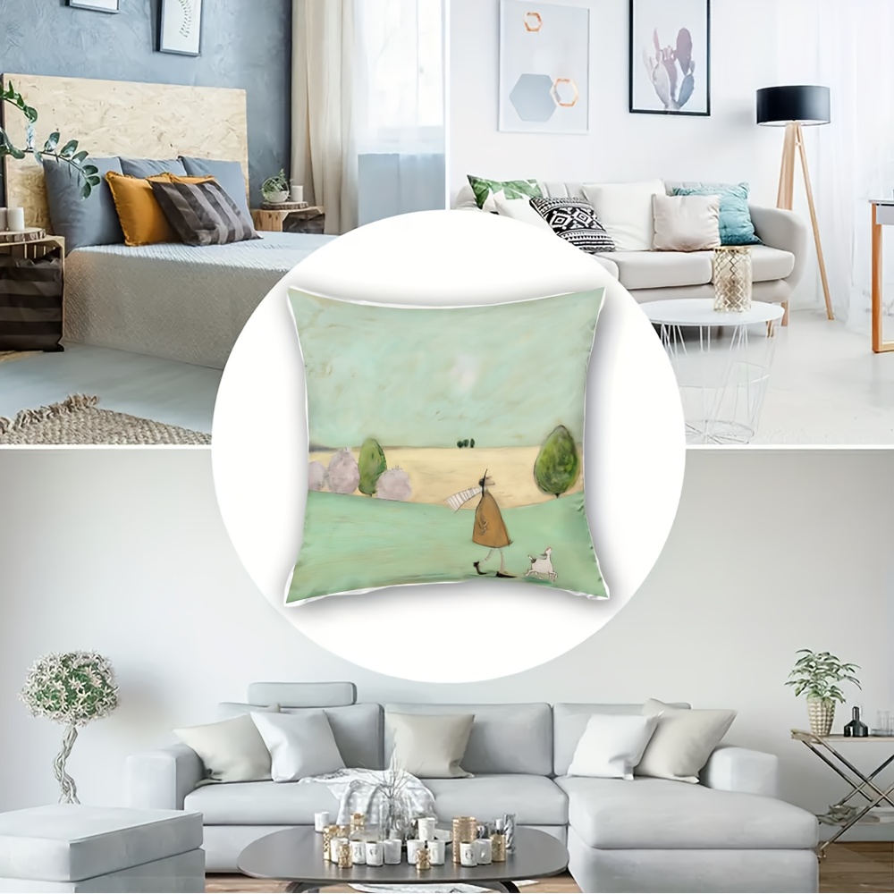 ファッション漫画プリント枕カバー1枚、柔らかなショートプラッ - Pillow Insert 18X18 のレビューと価格