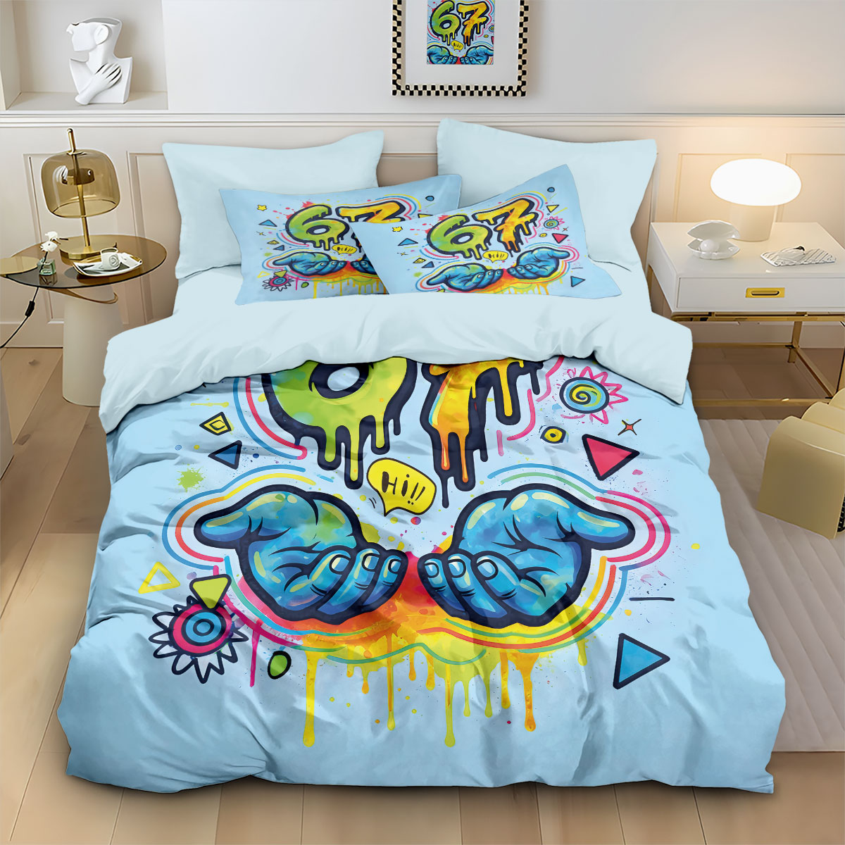 3 個のグラフィティスタイルゲームコントローラー 67 要素 - Home Textiles Bedding のレビューと価格
