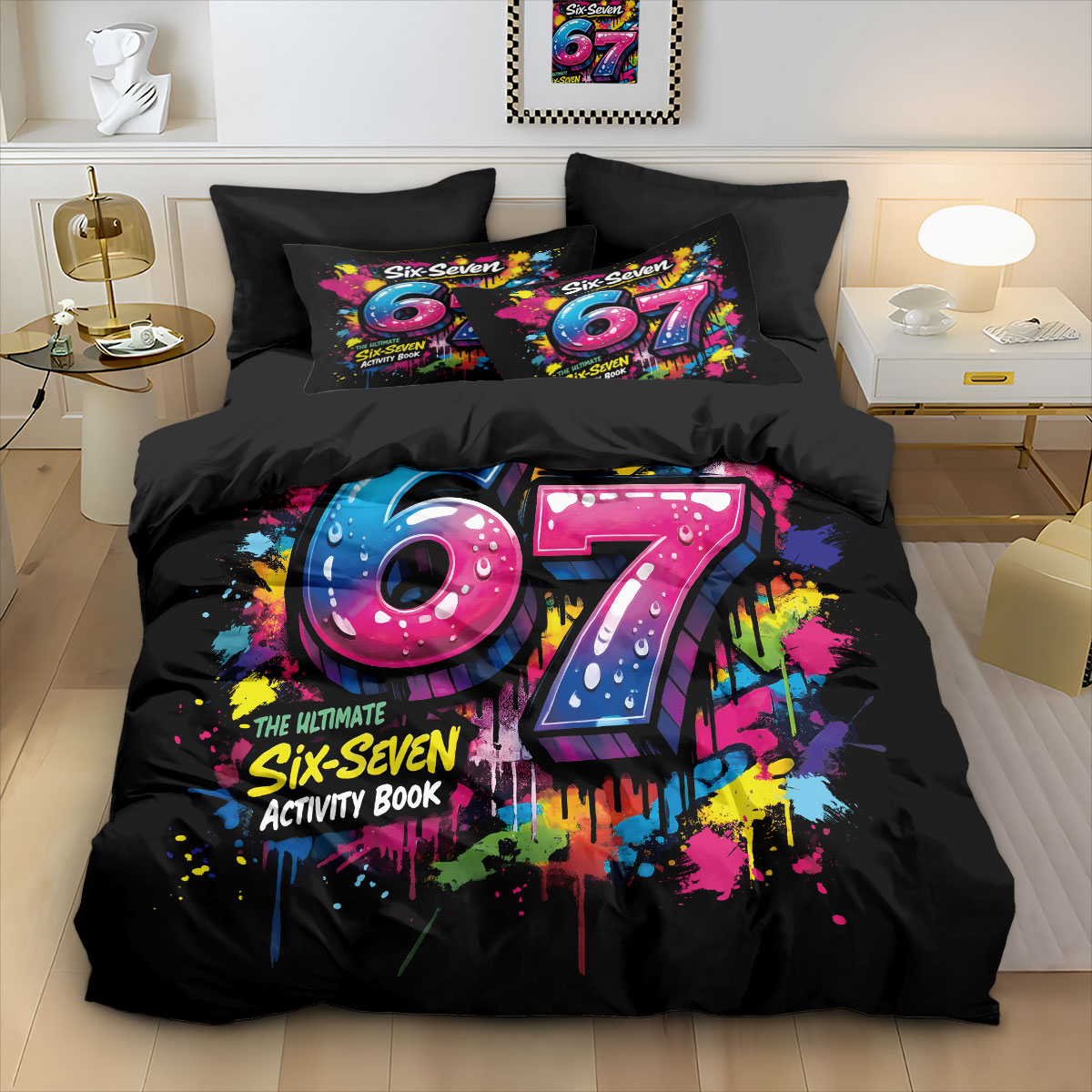 3 個のグラフィティスタイルゲームコントローラー 67 要素 - Home Textiles Bedding のレビューと価格