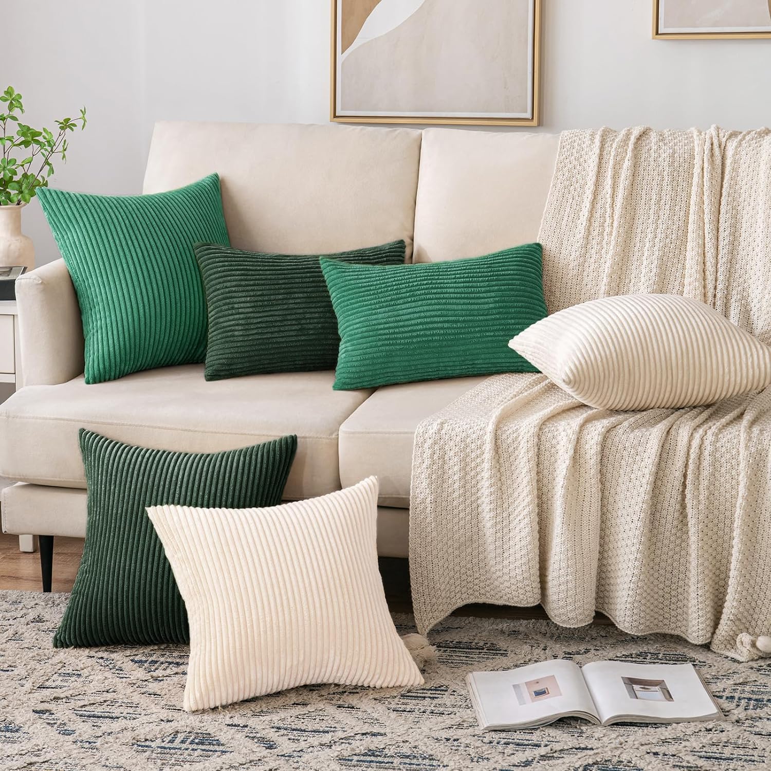 装飾的なソフトストライプクッションカバー、スローピローカバー - Pillow Insert 18X18 のレビューと価格