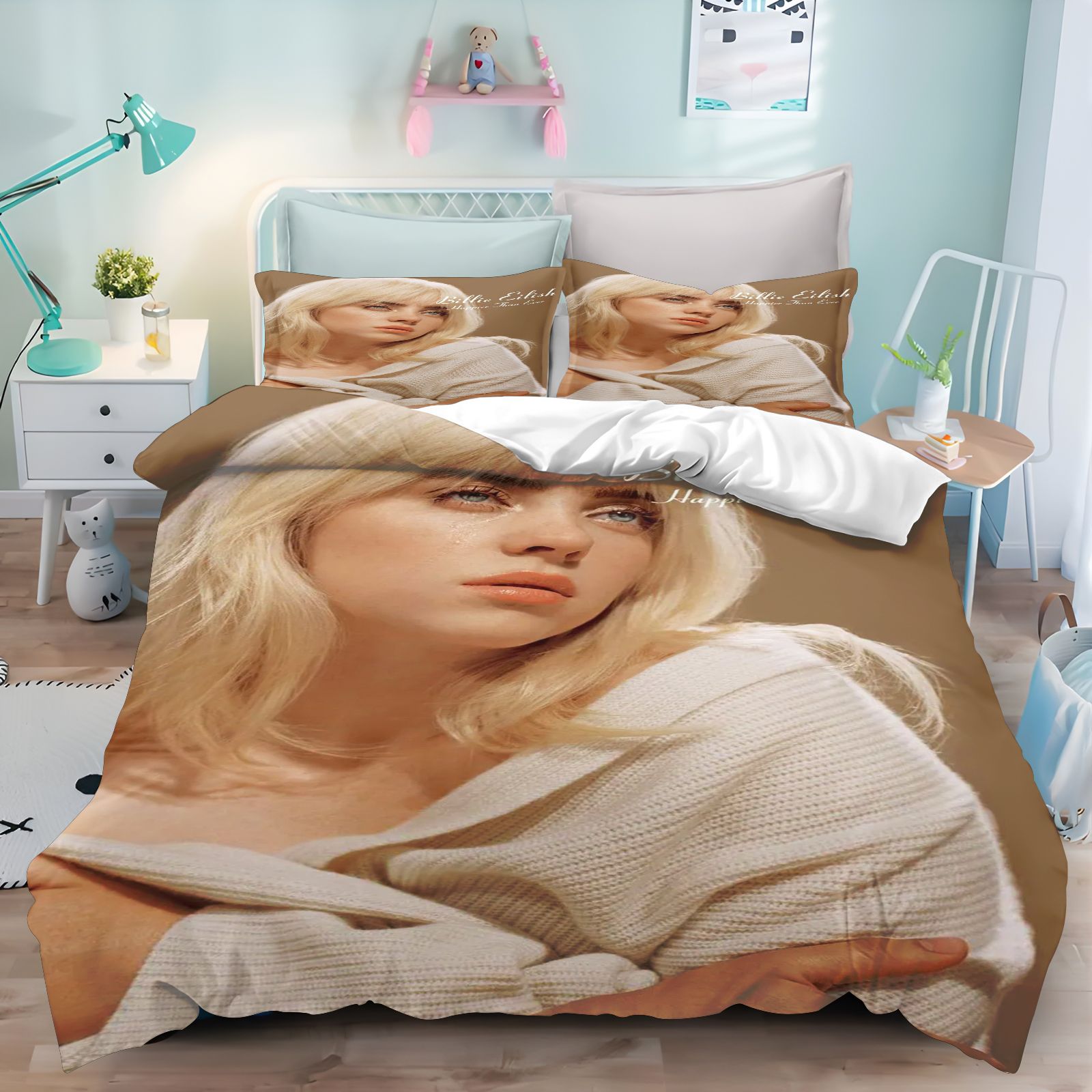 ビリー・アイリッシュ寝具セット 3Dプリント掛け布団カバー  - Home Textiles Bedding のレビューと価格