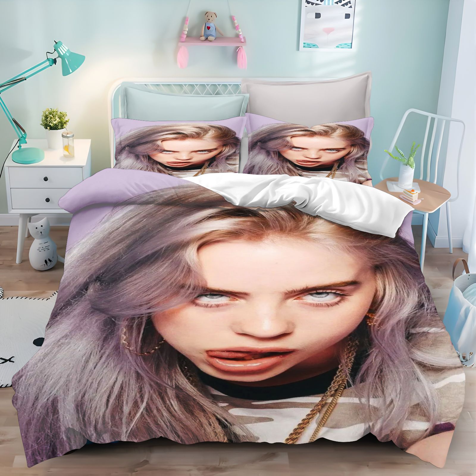 ビリー・アイリッシュ寝具セット 3Dプリント掛け布団カバー  - Home Textiles Bedding のレビューと価格