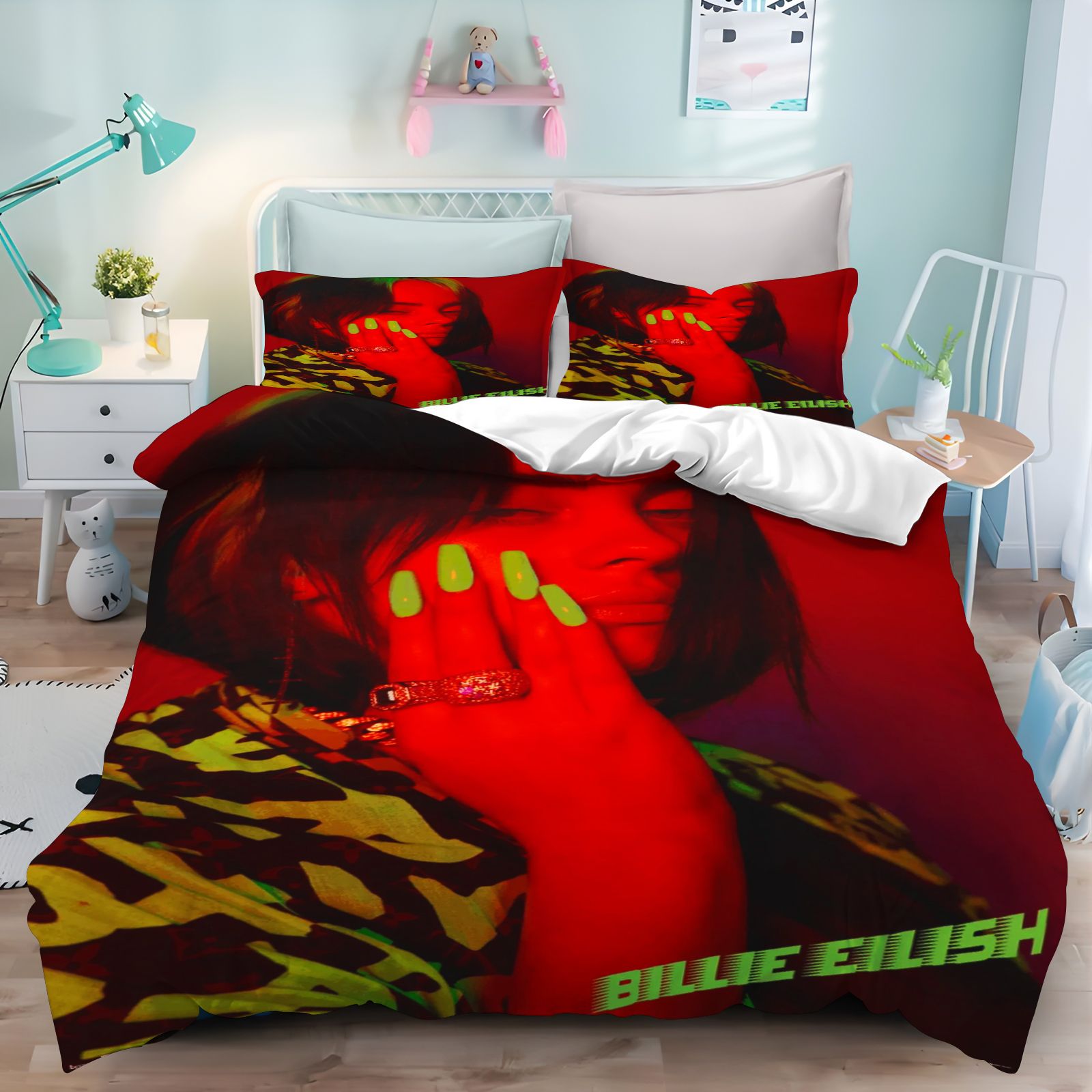 ビリー・アイリッシュ寝具セット 3Dプリント掛け布団カバー  - Home Textiles Bedding のレビューと価格