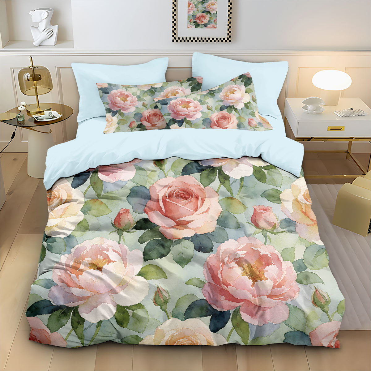 3ピース 春色の花柄プリント コアレス羽毛布団カバーセット、 - Home Textiles Bedding のレビューと価格
